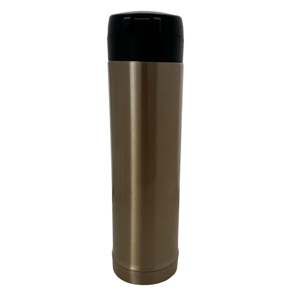 PINK Victorias Secret Travel Mug Runs On Coffee 15 oz Brown Gold Tone Hot Cold - Picture 3 of 9